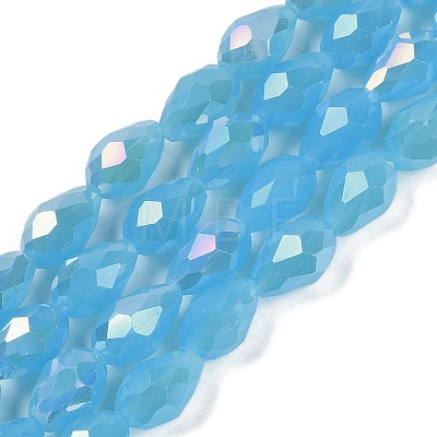 Opaque Solid Color Electroplate Glass Beads Strands LS-EGLA-N013-J6mm-B05-1