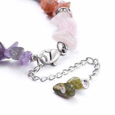 Chip Natural & Synthetic Mixed Stone Bracelets BJEW-JB04394-1