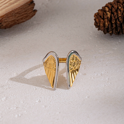 Adjustable 304 Stainless Steel Cuff Open Rings for Women ME6859-2-1
