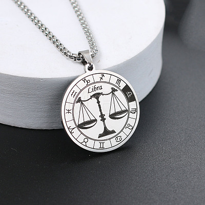 201 Stainless Steel Pendant Necklaces with Alloy Box Chain WGA45A6-07-1