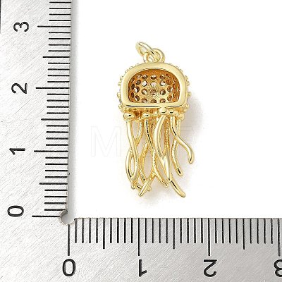 Brass Micro Pave Clear Cubic Zirconia Pendants KK-U046-02G-03-1