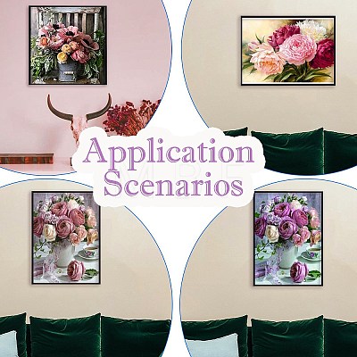 4 Sets 4 Style DIY 5D Flower Pattern Canvas Diamond Painting Kits DIY-SZ0007-95-1