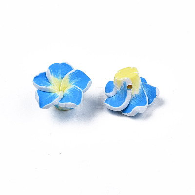 Handmade Polymer Clay 3D Flower Plumeria Beads CLAY-Q192-15mm-05-1