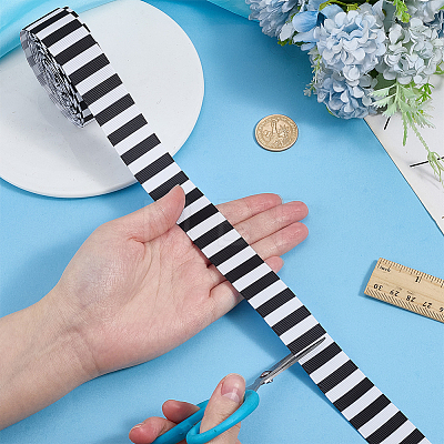 Polyester Stripe Pattern Ribbon OCOR-WH0078-526A-02-1
