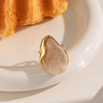 304 Stainless Steel Resin Cuff Open Ring for Women OM2986-1-1