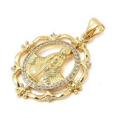 Brass Micro Pave Clear Cubic Zirconia Pendants KK-Z150-22G-04-1