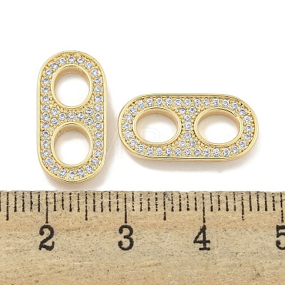 Brass Micro Pave Clear Cubic Zirconia Connector Charms KK-S386-15G-1