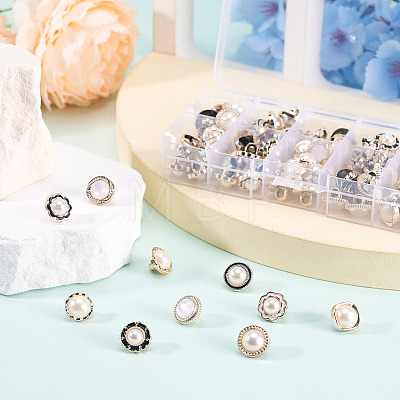 100Pcs 10 Styles 1-Hole Acrylic Shank Buttons BUTT-TA0001-59-1