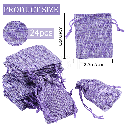 Beebeecraft 24Pcs Burlap Packing Pouches Drawstring Bags ABAG-BBC0001-07C-1