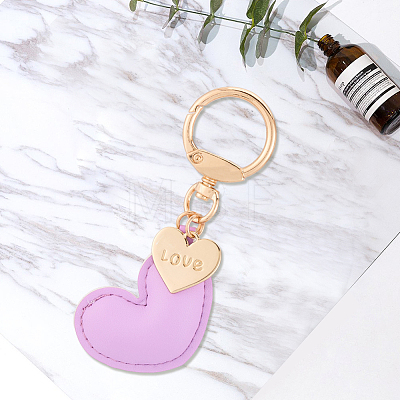 1Pc Imitation Leather Heart Keychain KEYC-CL0001-14B-1