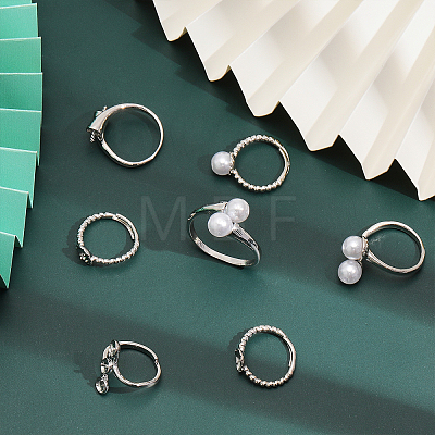 16Pcs 4 Style Brass Open Cuff Ring Components KK-CA0002-16-1