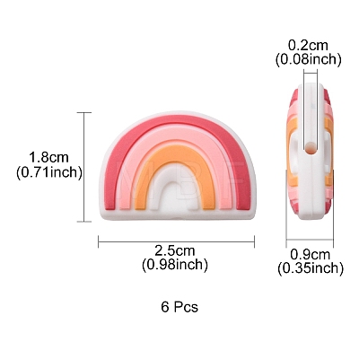 6Pcs Food Grade Eco-Friendly Silicone Focal Beads SIL-YW0001-04D-1