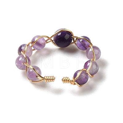 Adjustable Natural Amethyst with Brass Rings G-B075-01G-04-1