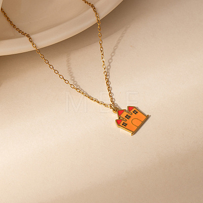 Halloween 304 Stainless Steel Enamel Pendant Necklaces for Women FS-WGABD3E-07-1