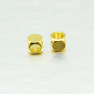 Cube Brass Spacer Beads KK-L015B-01G-1