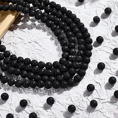 5 Strands Natural Lava Rock Round Beads Strands G-LT0001-02B-02-1