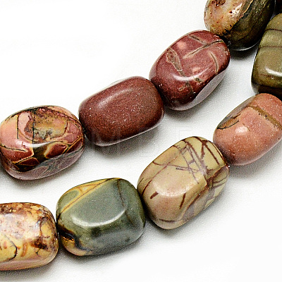 Natural Polychrome Jasper/Picasso Stone/Picasso Jasper Beads Strands X-G-Q948-84-1