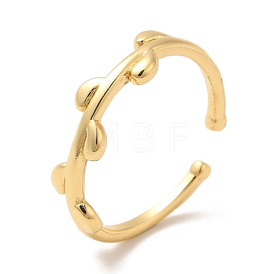 Brass Leaf Open Cuff Ring for Women KK-H434-27G-1
