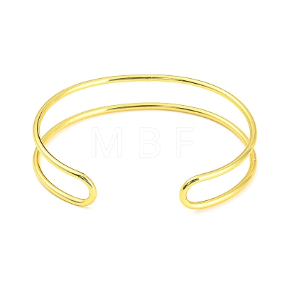 Rack Plating Brass Double Lines Cuff Bangles for Women BJEW-M304-01G-1