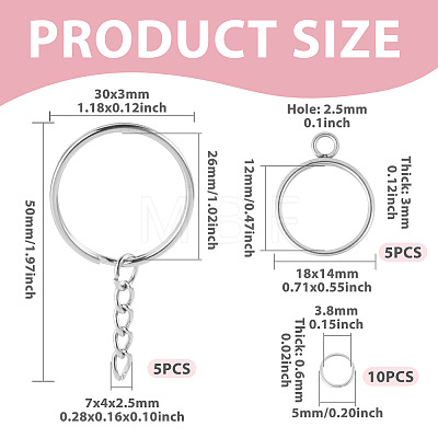 5Pcs 304 Stainless Steel Open Back Bezel Pendants STAS-TAD0001-01A-1