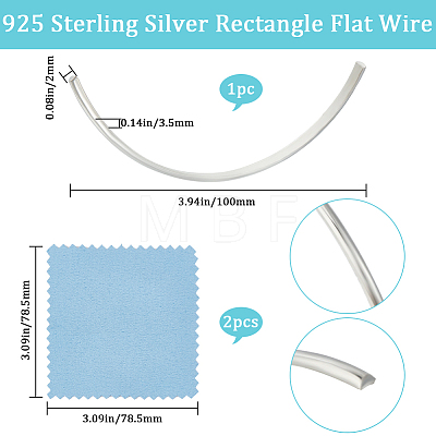 Beebeecraft 1Pc 925 Sterling Silver Rectangle Flat Wire STER-BBC0005-64A-1