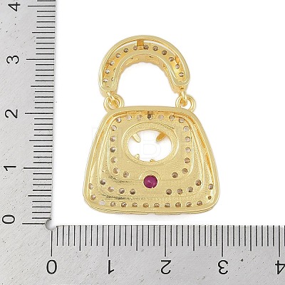 Brass Micro Pave Clear Cubic Zirconia Pendant Cabochon Settings KK-U026-06G-1