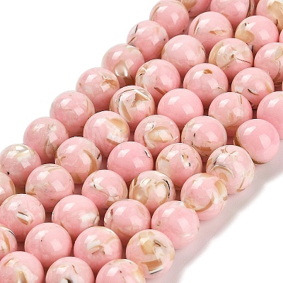 Assembled Synthetic Stone and Trochus Shell Beads Strands G-B128-08C-03-1