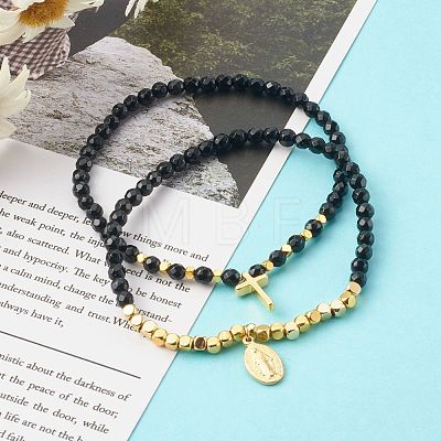 Natural Mixed Gemstone Stretch Charm Bracelets Sets BJEW-JB06252-1