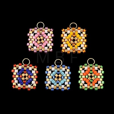 Glass Seed Beaded Pendants PALLOY-MZ01426-1