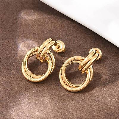 304 Stainless Steel Twist Ring Stud Earrings EJEW-P324-05G-1