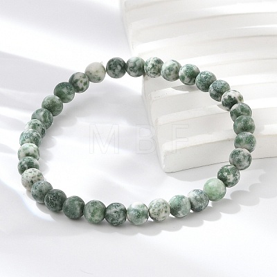 Natural Green Spot Jasper Bead Stretch Bracelets BJEW-K212-A-017-1