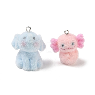 Flocky Opaque Resin Pendants RE-CBA098D-01P-1