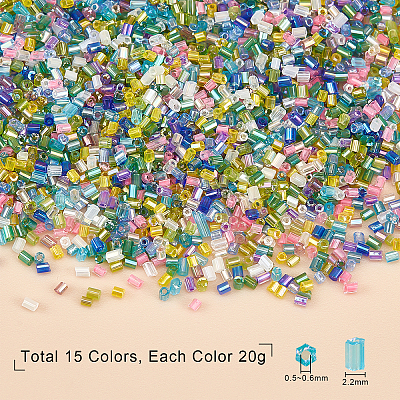  300g 15 Colors 11/0 Two Cut Glass Seed Beads SEED-NB0001-28-1