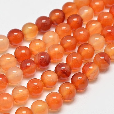 Round Natural Red Agate Bead Strands G-M257-8mm-26-1