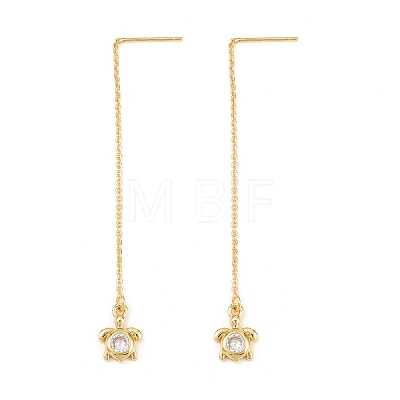 Brass Clear Cubic Zirconia Ear Thread EJEW-H182-05B-G-1