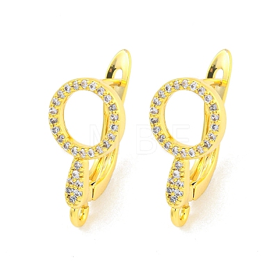 Brass Micro Pave Cubic Zirconia Hoop Earrings Finding KK-K382-02G-1