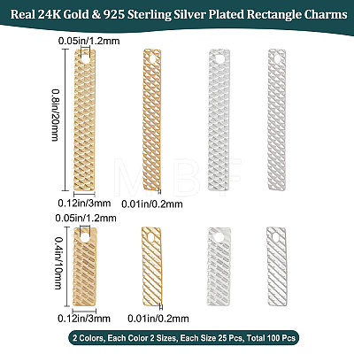 100Pcs 4 Style Brass Pendants KK-BBC0005-59-1