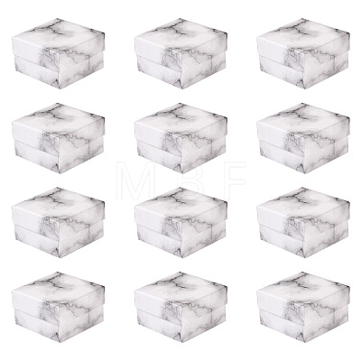 Square Marble Texture Cardboard Jewelry Ring Boxes LS-CON-TAC0009-05A-1