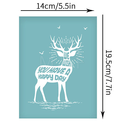 Christmas Reindeer Self-Adhesive Silk Screen Printing Stencil DIY-WH0173-002-1