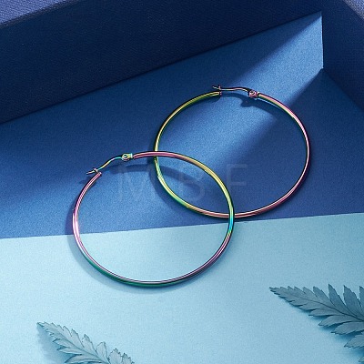 304 Stainless Steel Big Hoop Earrings EJEW-F105-04M-1