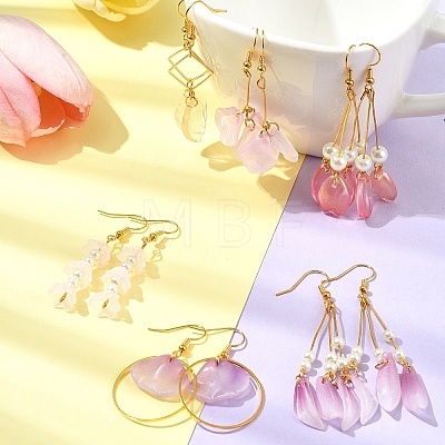 DIY Leaf & Flower Glass Earrings Jewelry Making Kits DIY-FS0007-06-1