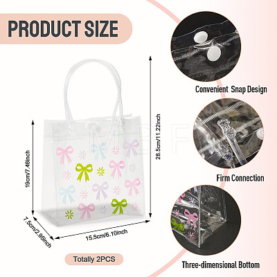 Rectangle Transparent Printed PVC Plastic Gift Tote Bags ABAG-TADJ0002-002E-1