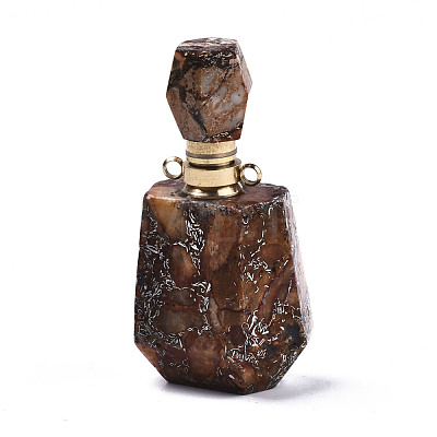 Assembled Synthetic Pyrite and Imperial Jasper Openable Perfume Bottle Pendants G-R481-13-1