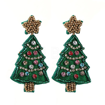 Christmas Tree Felt Fabric Dangle Stud Earrings FS-WG8B689-01-1