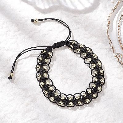 Adjustable Synthetic Non-magnetic Hematite Beads Braided Bead Bracelets for Women BJEW-JB12919-1