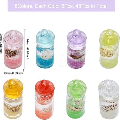 48Pcs 8 Colors Luminous Plastic Pendants KY-CA0001-41-1