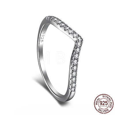 Rhodium Plated 925 Sterling Silver Micro Pave Cubic Zirconia Finger Ring for Women RJEW-F150-15B-01P-1