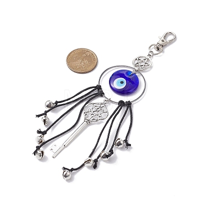 Key Alloy & Glass Evil Eye Pendants Decoraiton HJEW-JM01283-01-1