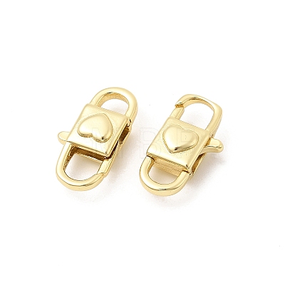 Heart Brass Lobster Claw Clasps KK-Z147-12G-1