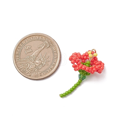 Glass Seed Beaded Flower Pendants PALLOY-MZ01171-02-1